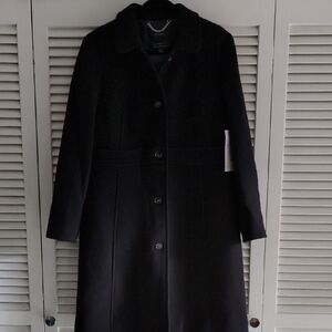 Nwt J. Crew 16 Black Midnight Wool Thinsulate Lined Midi Lady Day Coat Topcoat